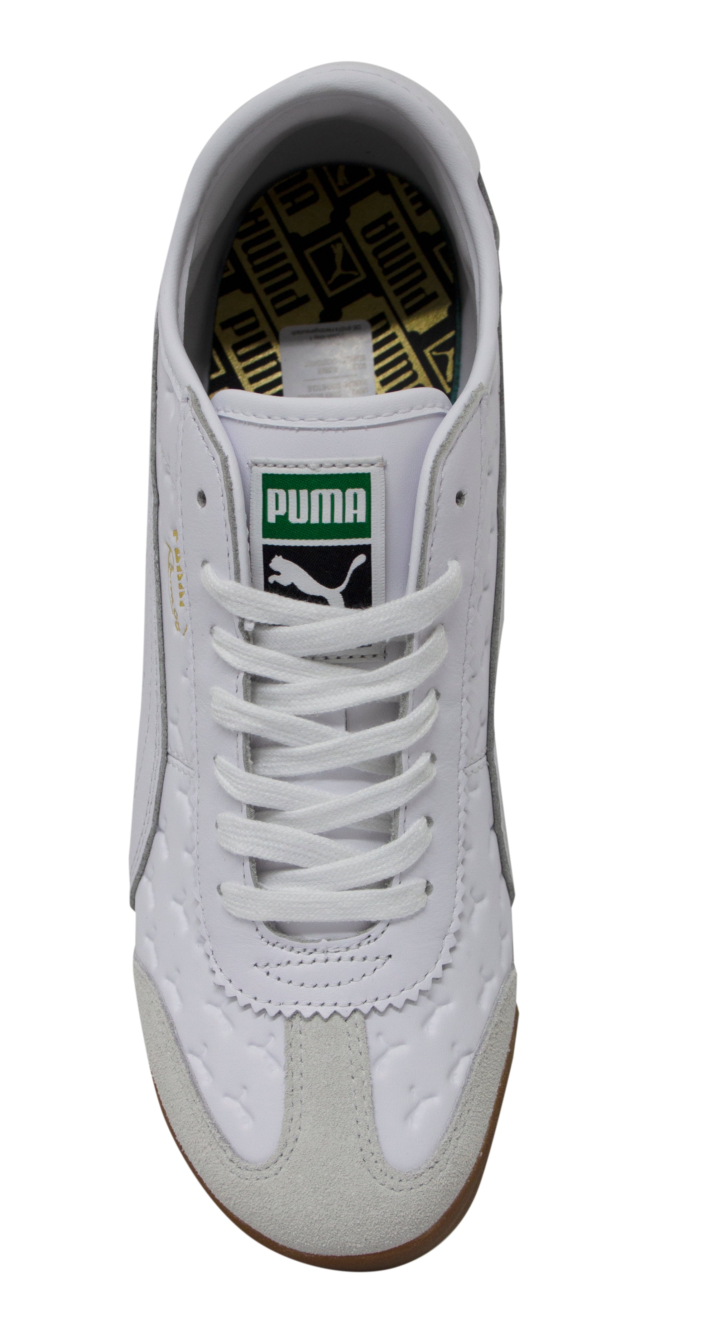 Puma Roma 68 Gum White Leather Low Lace Up Mens Trainers 370600 02