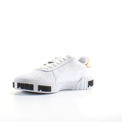 Puma Cali Bold White Leather Womens Lace Up Trainers 371207 01