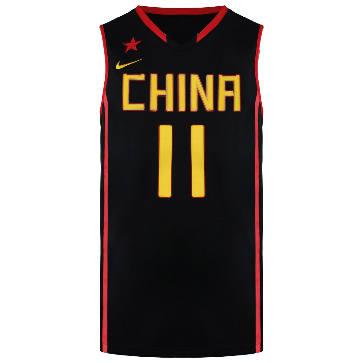 Nike China Natio Basketball Team Yi J.L 11 V-Neck Black/Red Mens Vest 394854 010