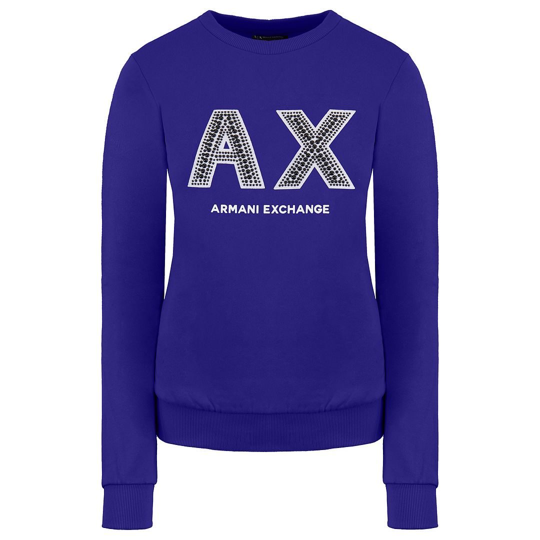 Armani Exchange Logo Womens Blue Sweater