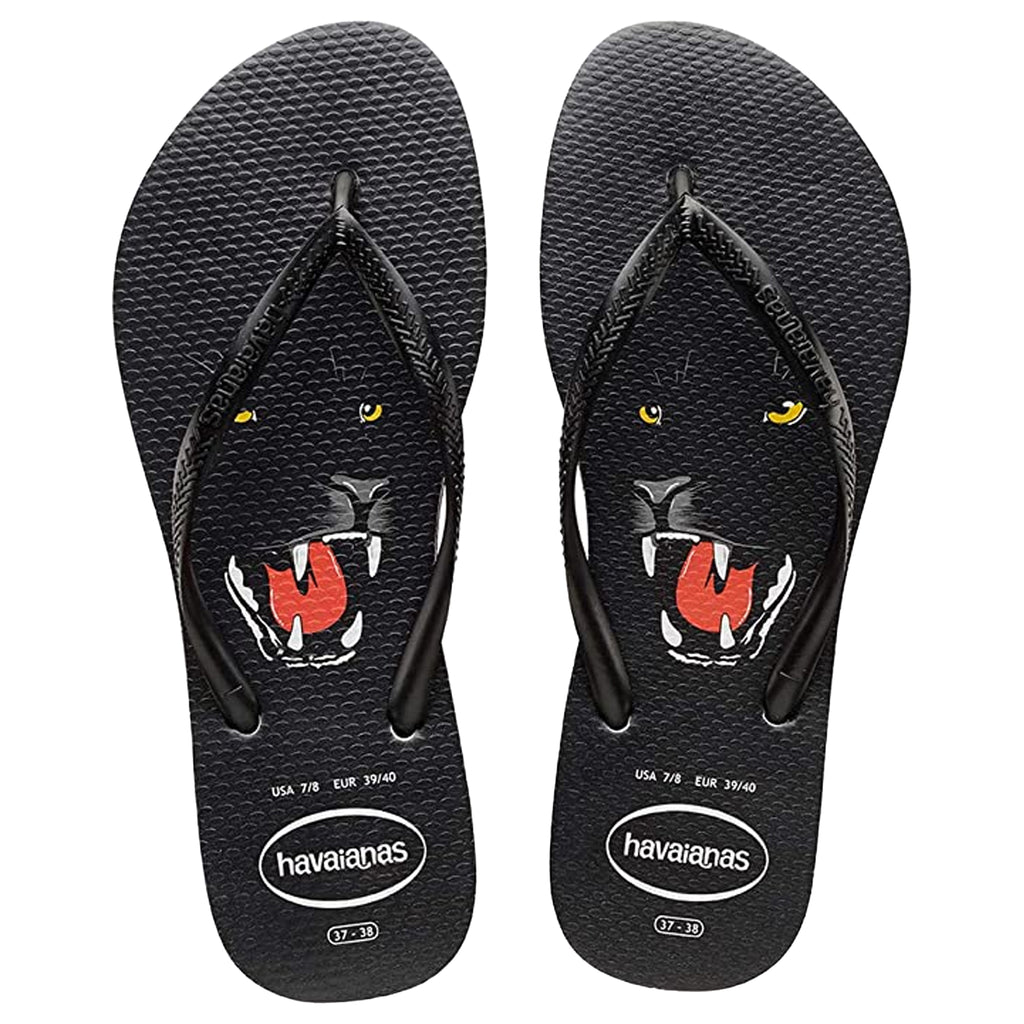 Havaianas Slim Animals Print Womens Black Flip-Flops