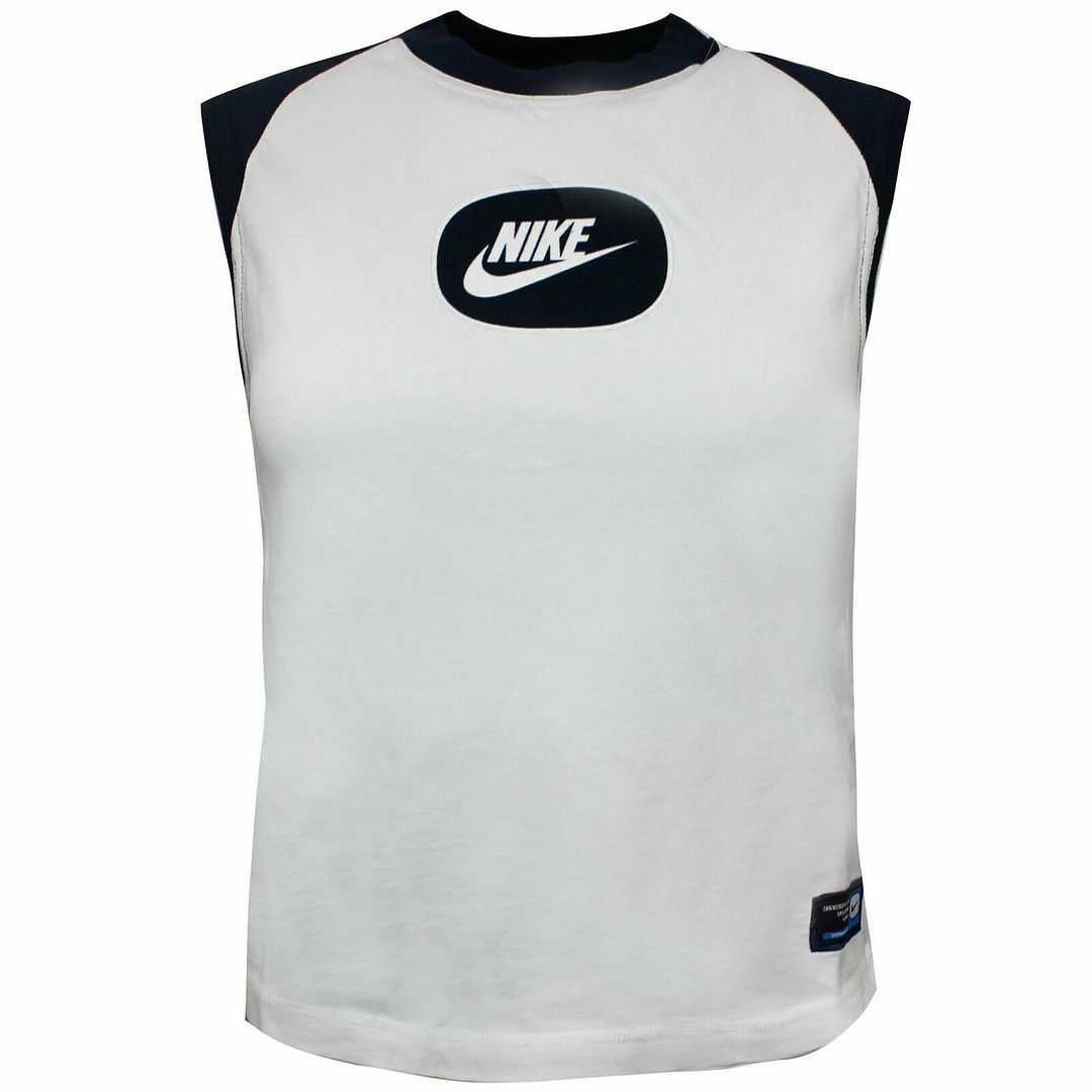 Nike Graphic Logo Crew Neck Sleeveless Navy Blue Kids Vest 492299 101