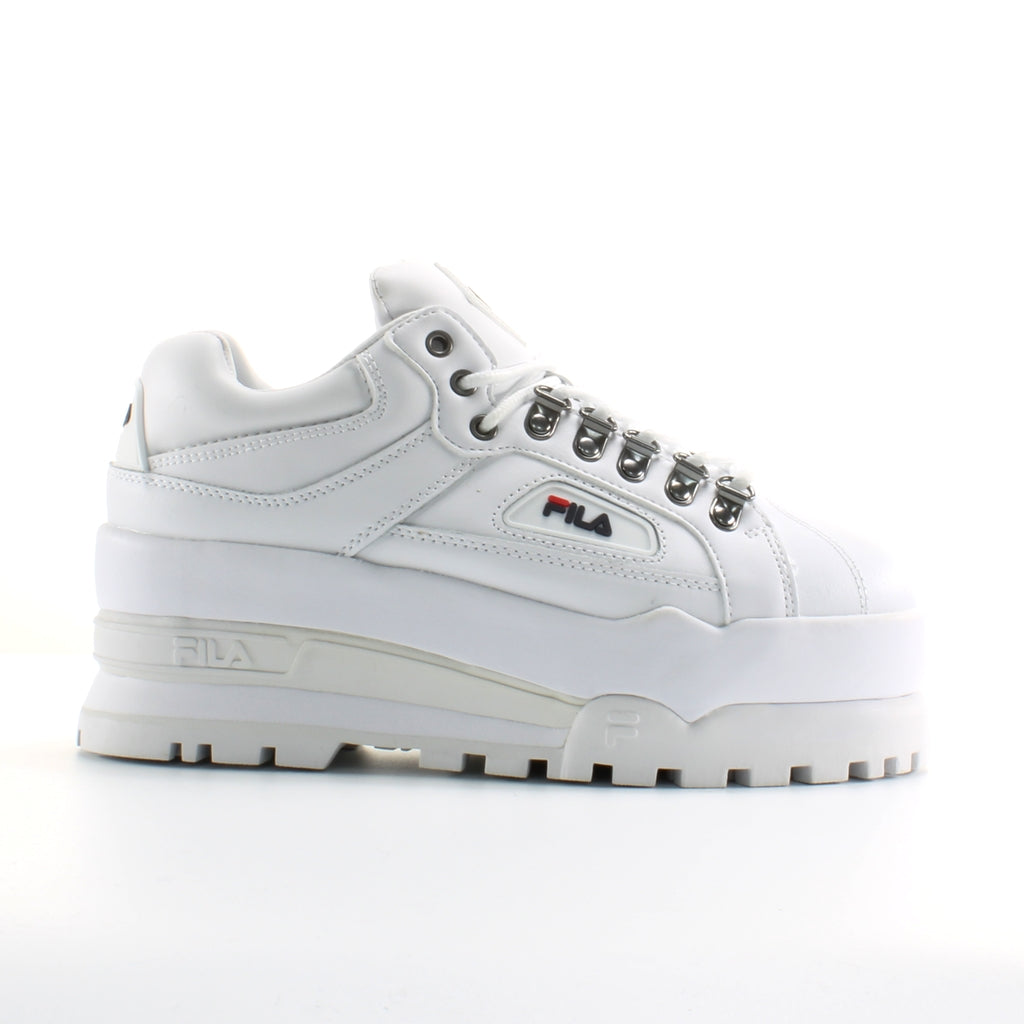 Fila Trailblazer Wedge White Leather Womens Lace Up Trainers 5HM00524