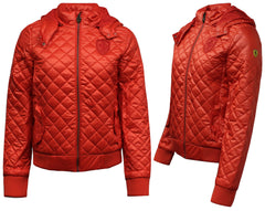 Puma Ferrari Quilted Womens Hooded Jacket Zip Up Coat Red 561889 02 R11D