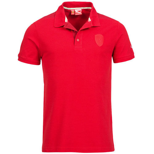 Puma Ferrari Mens Shield logo Short Sleeves Red Cotton Polo Shirt 567071 02 DD20