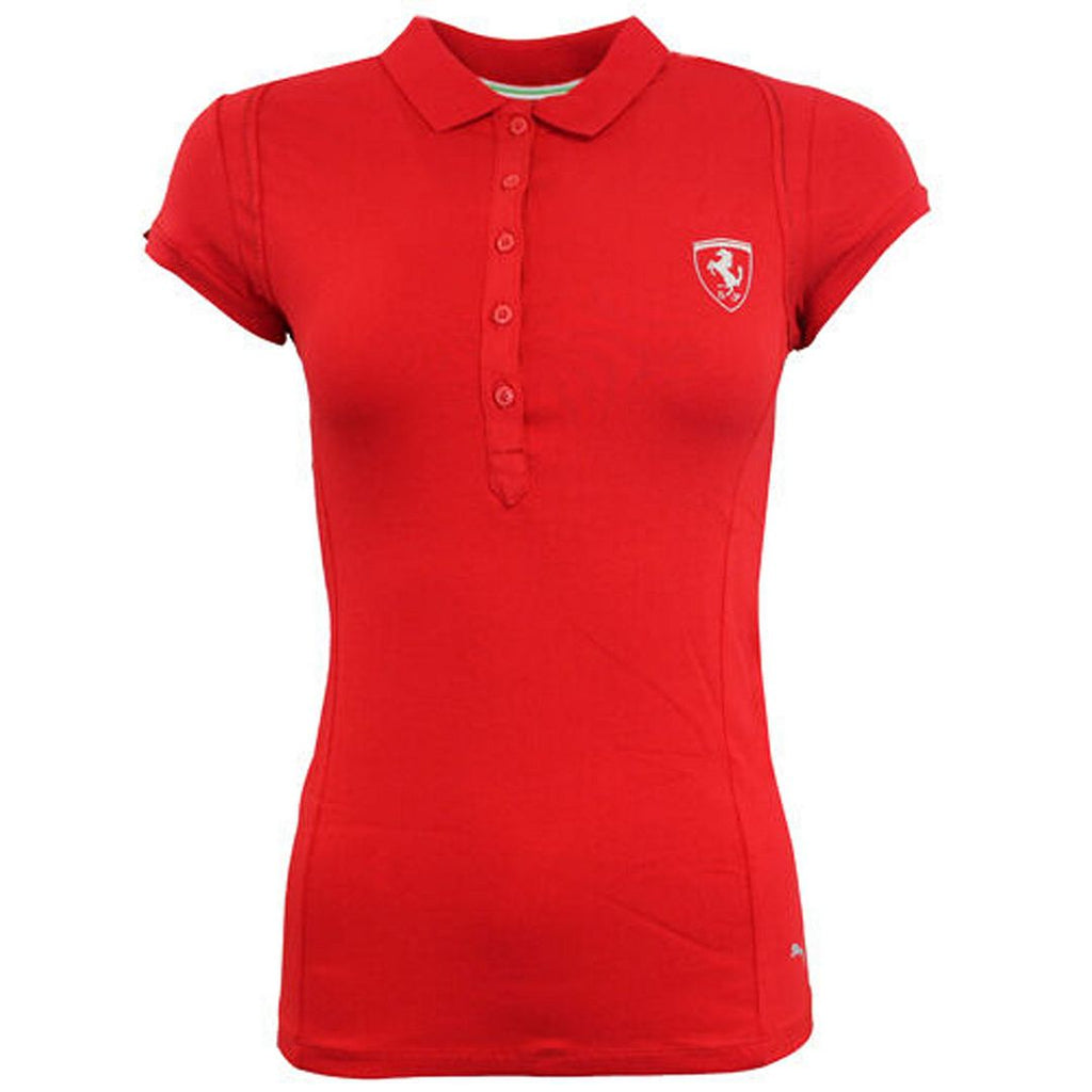 Puma Scuderia Ferrari Motorsport Short Sleeve Red Womens Polo Shirt 567080 RED