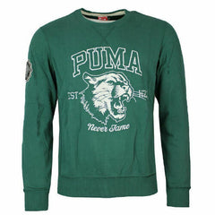 Puma Varsity Graphic Long Sleeve Crew Neck Green Mens Pullover 568290 GREEN