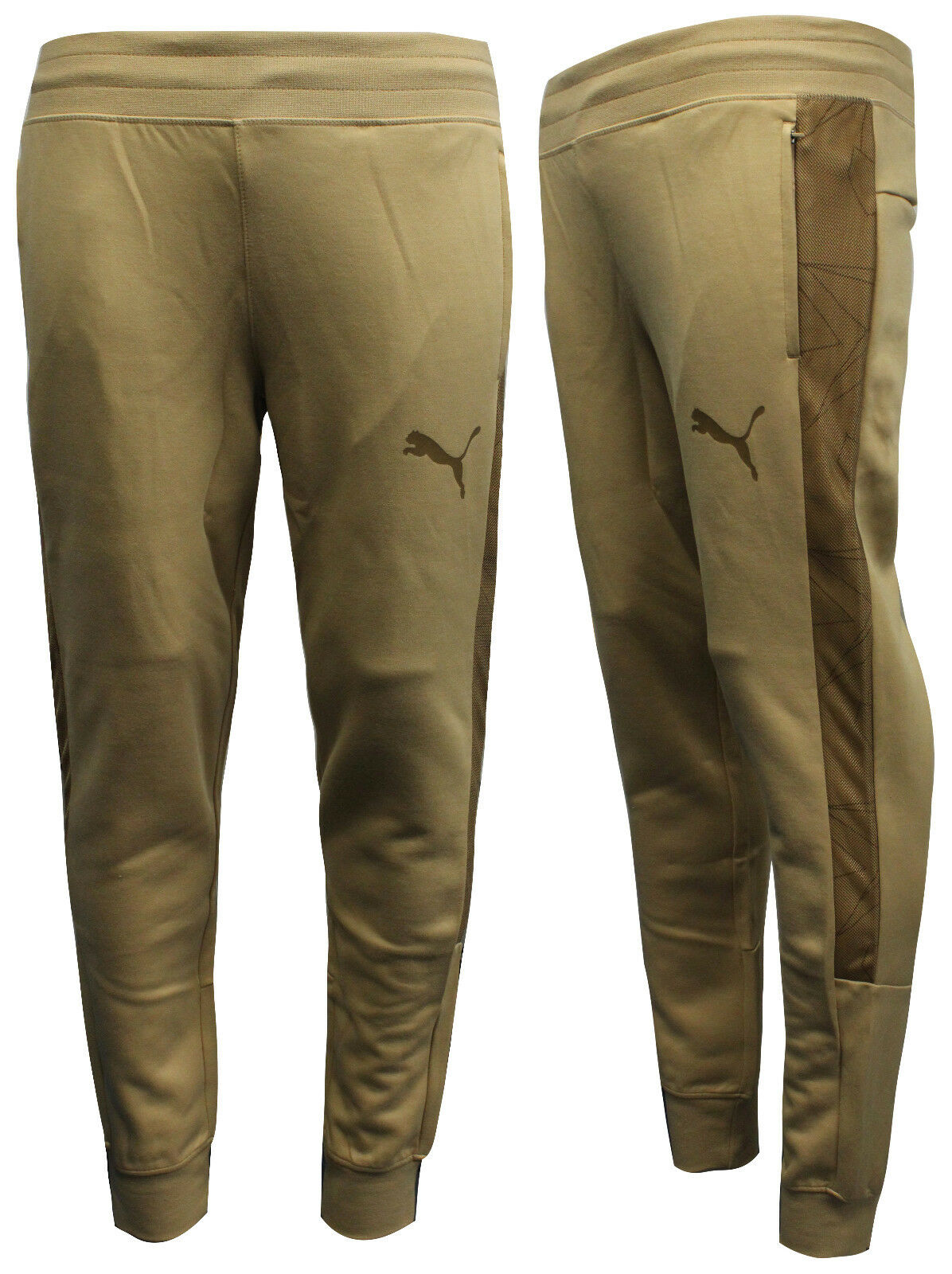 Puma Mens Evo Mesh Inserts Sweat PantsCasual Lounge Joggers Beige 574513 02 Y20B