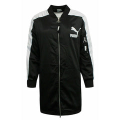 Puma Logo Womens Black Long Bomber Jacket