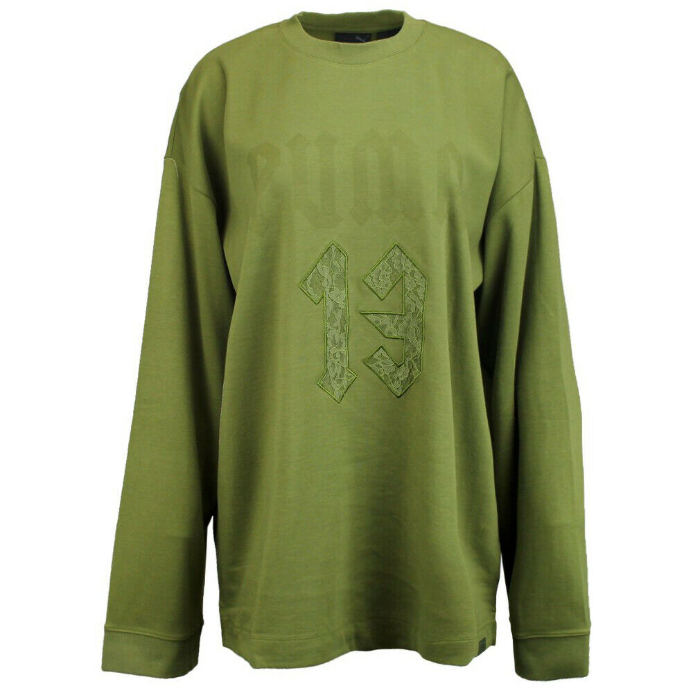 Puma Fenty by Rihanna Long Sleeve Graphic Crew Neck T-Shirt Olive 575138 03 A67A