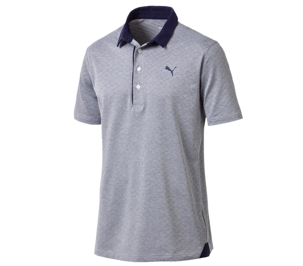 Puma Diamond Jacquard Mens Grey/Navy Golf Polo Shirt