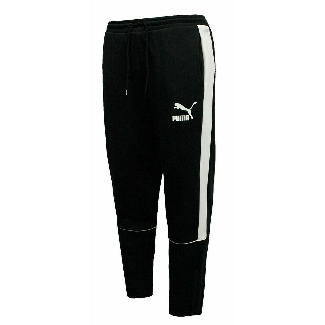 Puma Retro Stretch Waist Bottoms Black White Mens Track Pants 576832 01