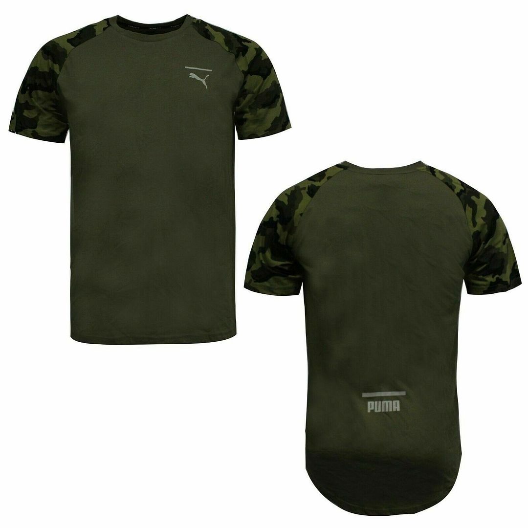 Puma Evo Short Sleeve Crew Neck Dark Green Mens T-Shirt 577075 04