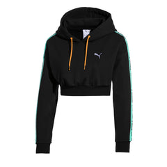 Puma x Sue Tsai Cropped Womens Hoodie Taped Logo Jumper Black 578211 01