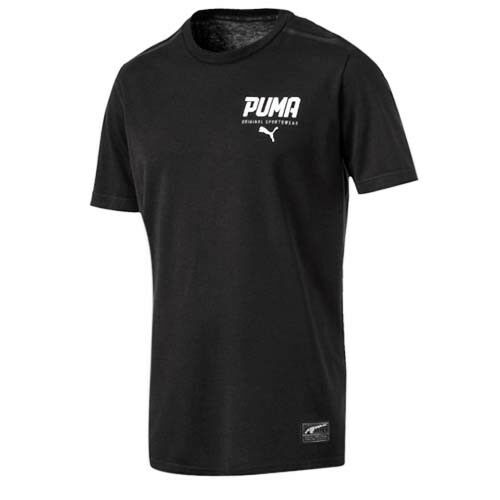 Puma Style Tec Original Sportswear Mens Black Tee Top T-Shirt 590589 01 RW23