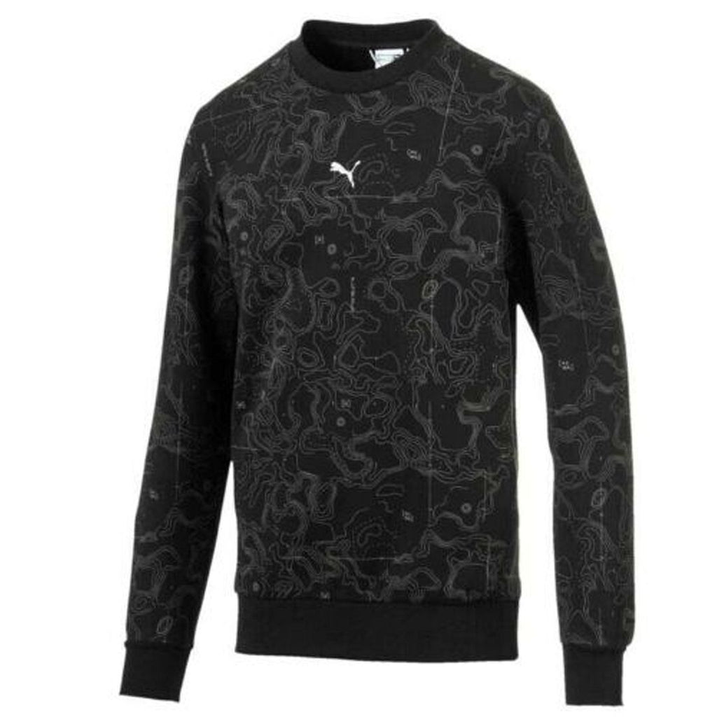 Puma Long Sleeve Crew Neck Black Mens AOP Sweaters 595544 01