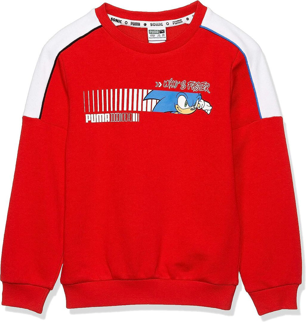 Puma x Sega Boys Sonic Sweatshirt Red Graphic Character Jumper 596313 11