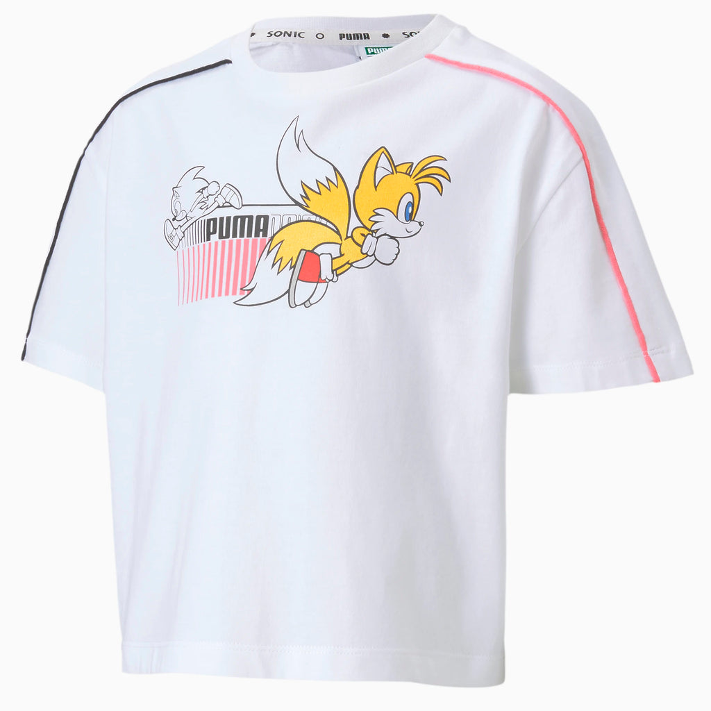 Puma x Sega Sonic Graphic Kurzarm Crew Neck White Kids T-Shirt