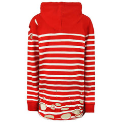 Puma x Balmain Womens Red White Distressed Hoodie