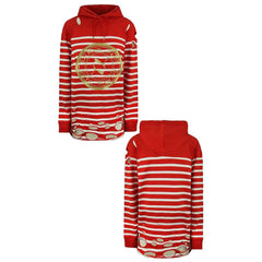 Puma x Balmain Womens Red White Distressed Hoodie