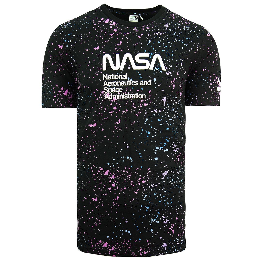 Puma x NASA Space Agency AOP Short Sleeve Crew Neck Black Mens T-Shirt 597238 01