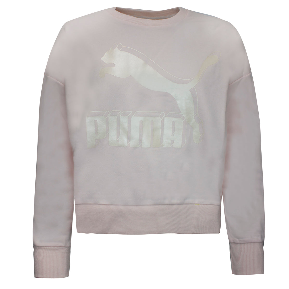 Puma Womens Classics Logo Metallic Rose Sweatshirt