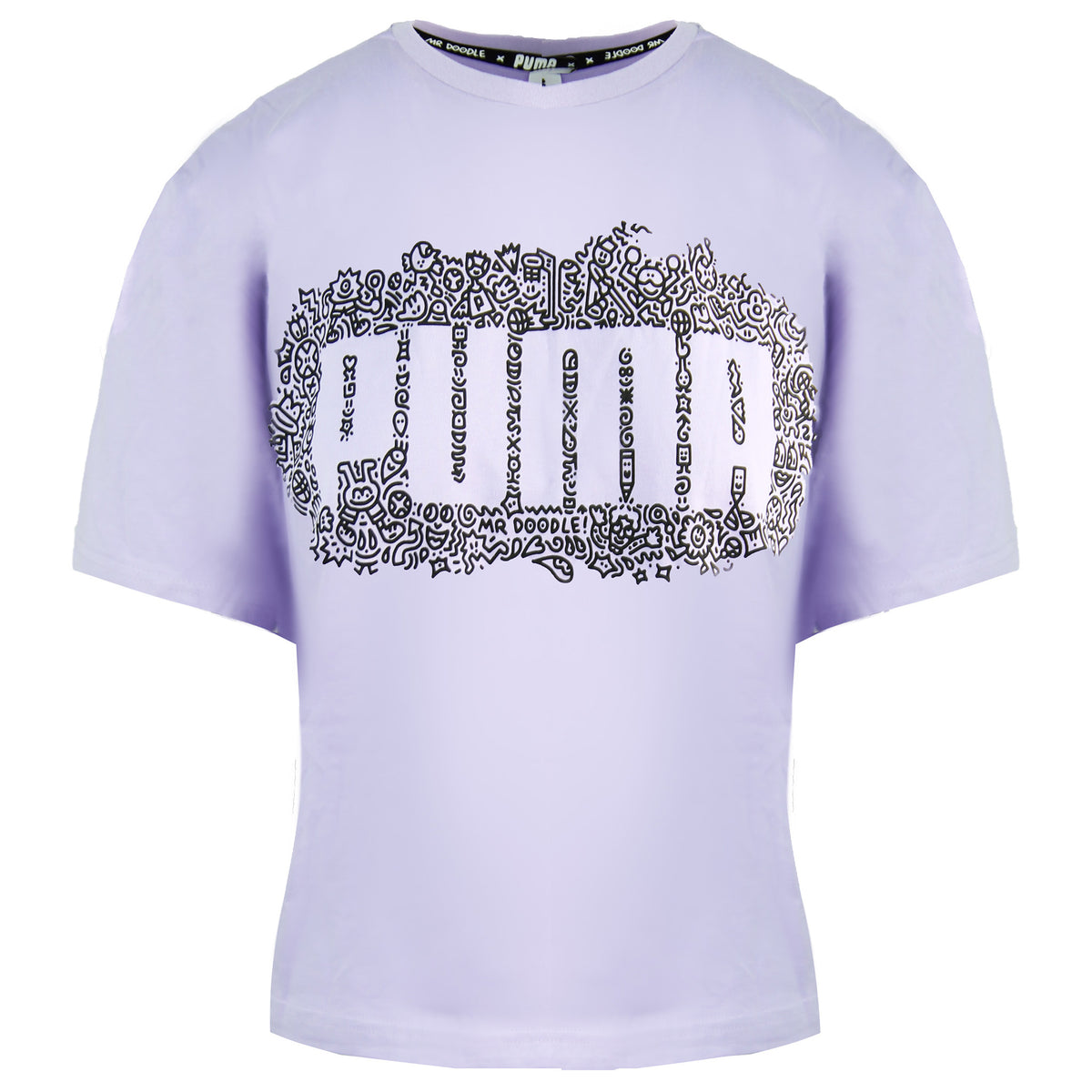 Puma x Mr Doodle Lilac Womens Cropped T-Shirt