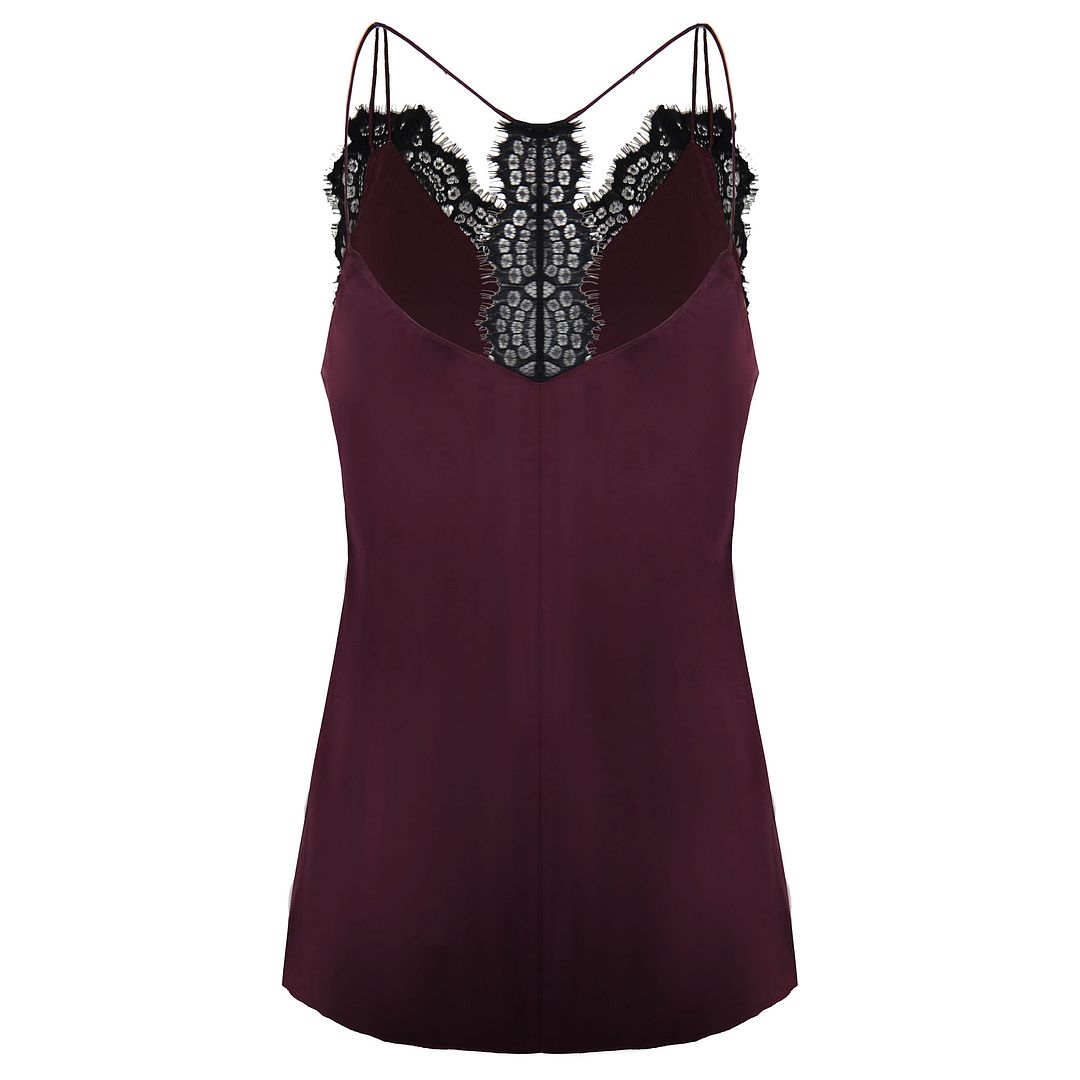 Armani Exchange Trimmed Silk Womens Plum Top