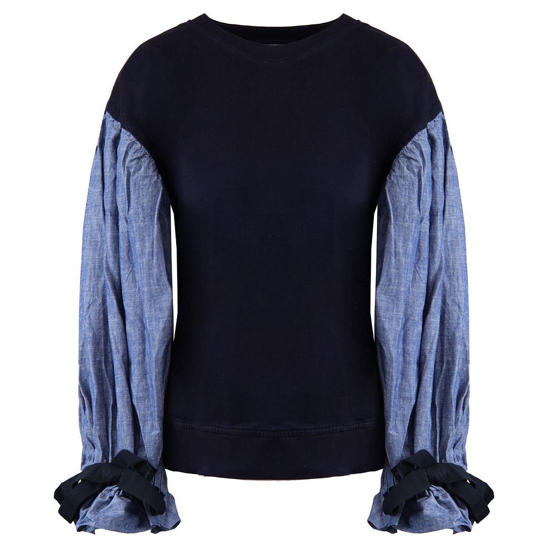 Armani Exchange Ruffle Womens Blue Sweater