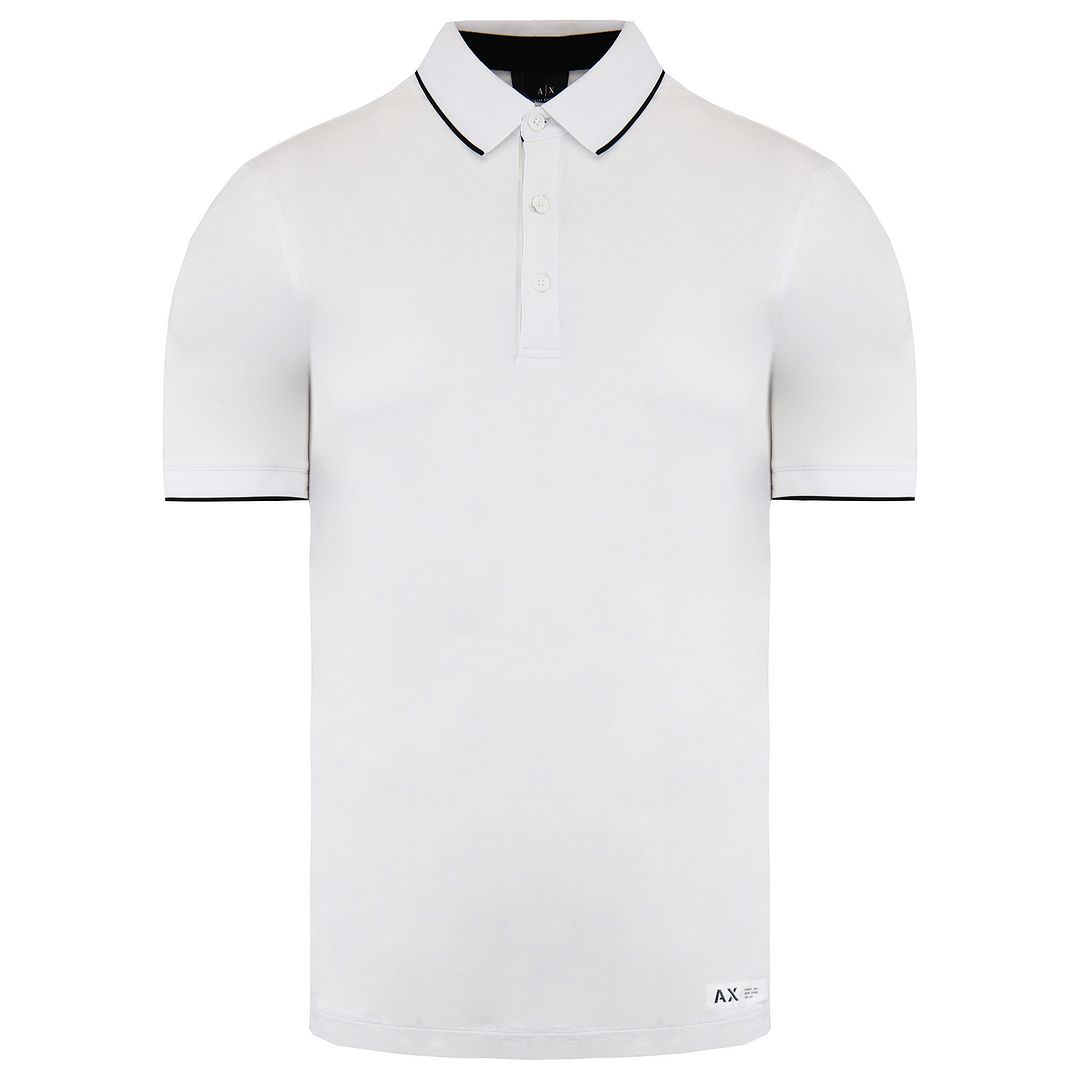 Armani Exchange Mens White Cotton Polo Shirt