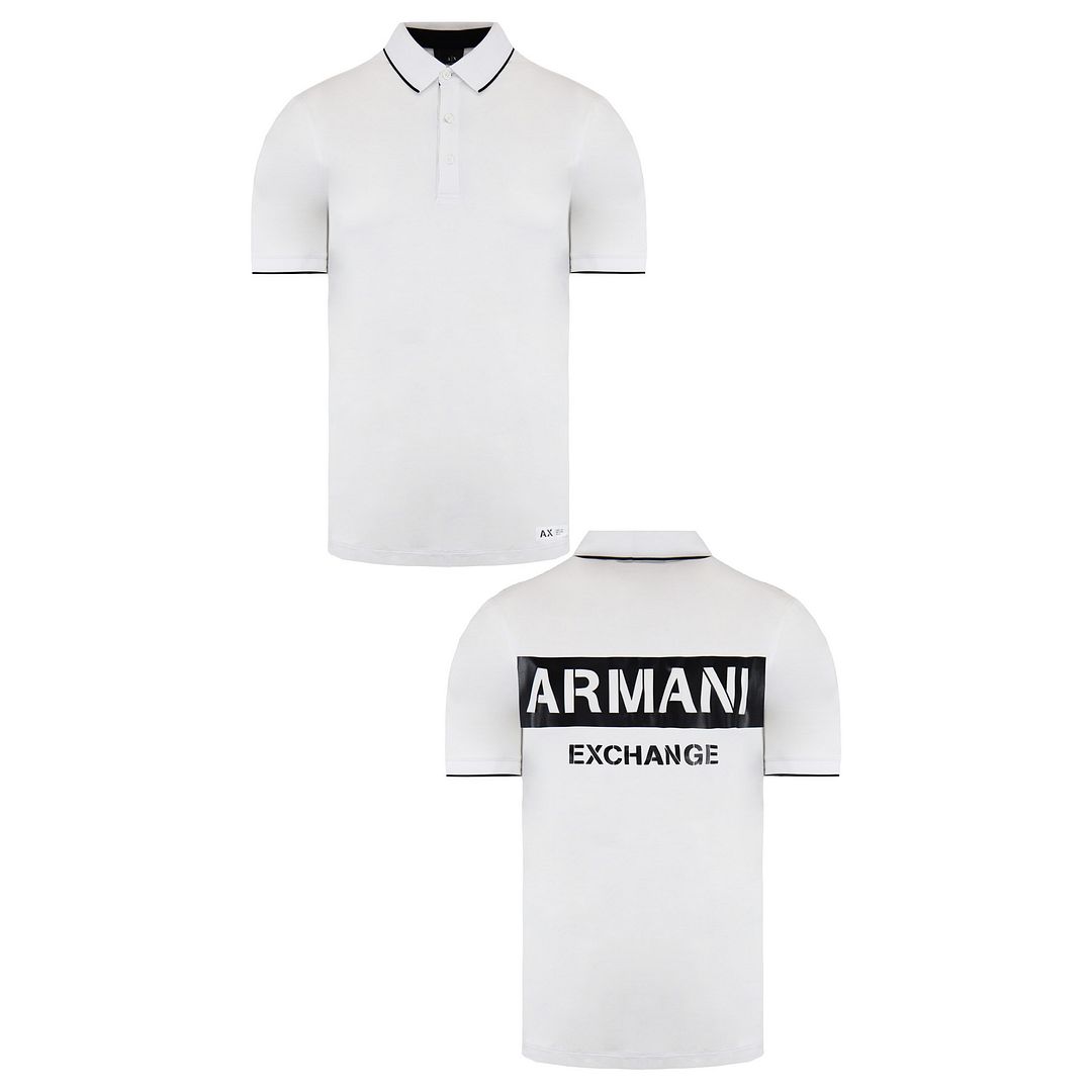 Armani Exchange Mens White Cotton Polo Shirt