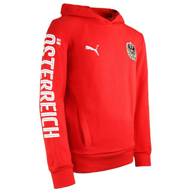 Puma Austria Osterreich Football Hoodie Red Junior Sweatshirt Pullover 750562 01