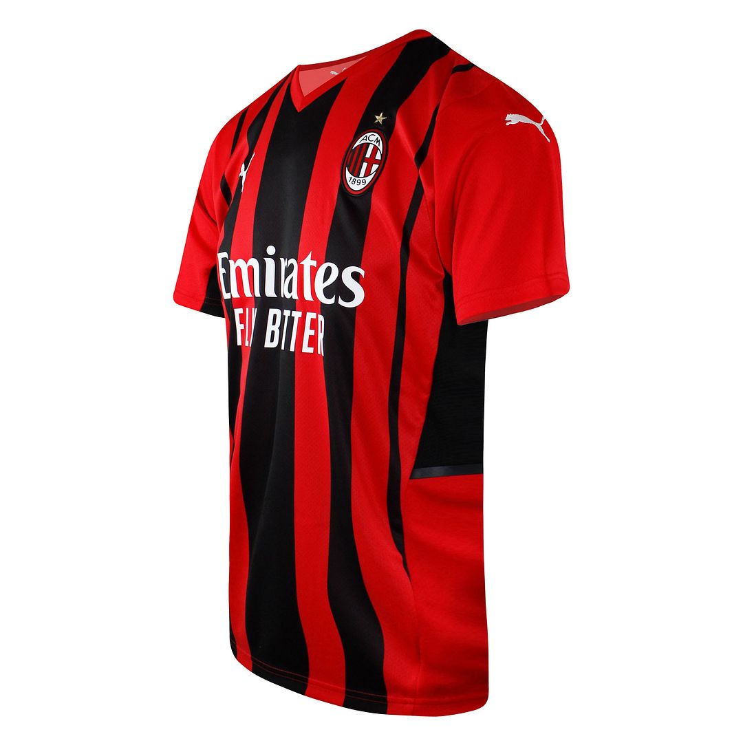 Puma AC Milan Home Replica 2021/22 Mens Black/Red Football Shirt