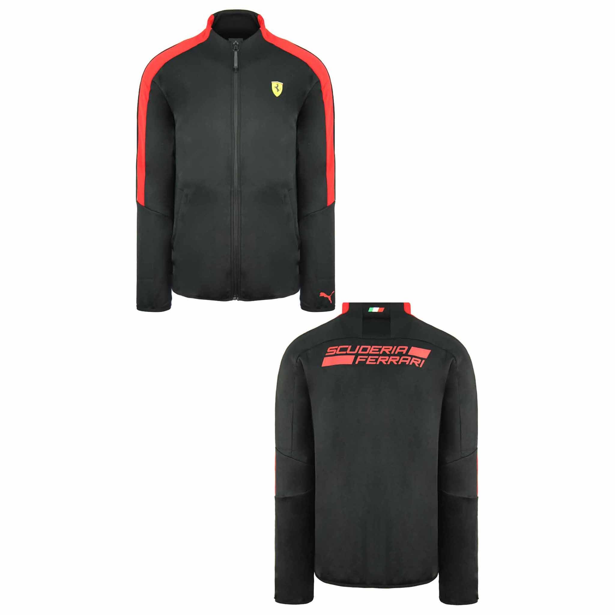 Puma Scuderia Ferrari T7 Long Sleeve Zip Up Black Red Mens Track Jacket 762133 02