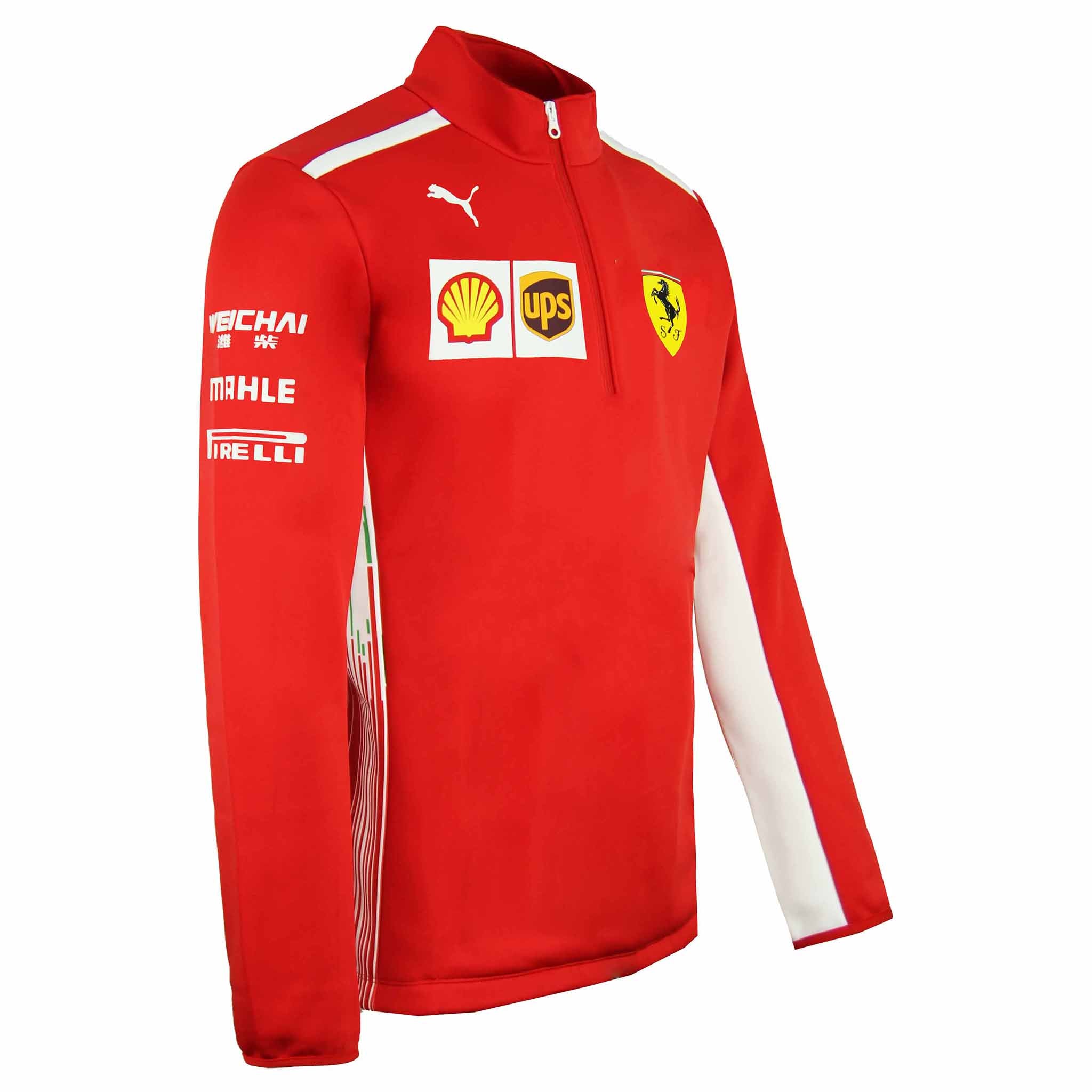 Puma Scuderia Ferrari Team Long Sleeve Half Zip Red Mens Fleece Top 762367 01