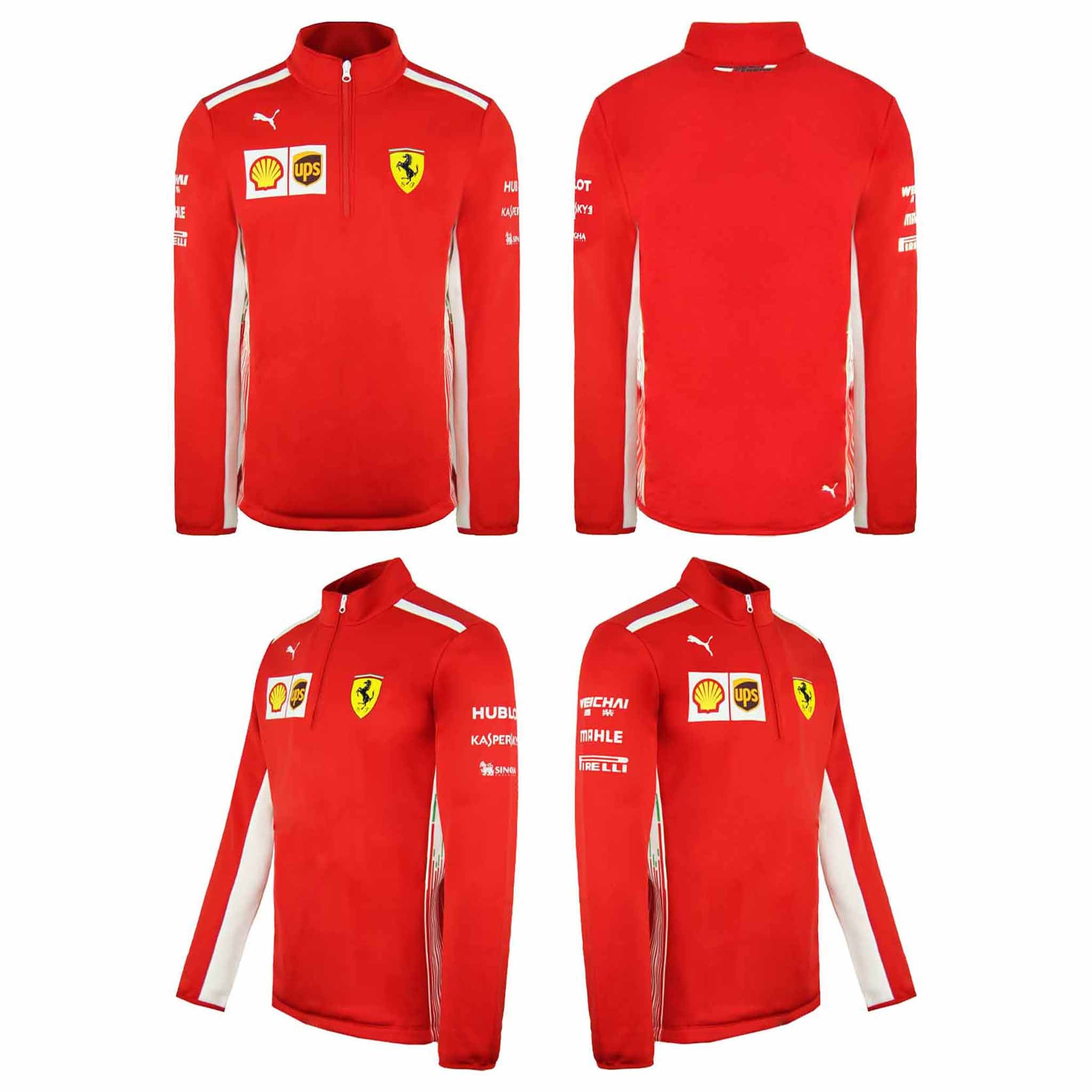 Puma Scuderia Ferrari Team Long Sleeve Half Zip Red Mens Fleece Top 762367 01