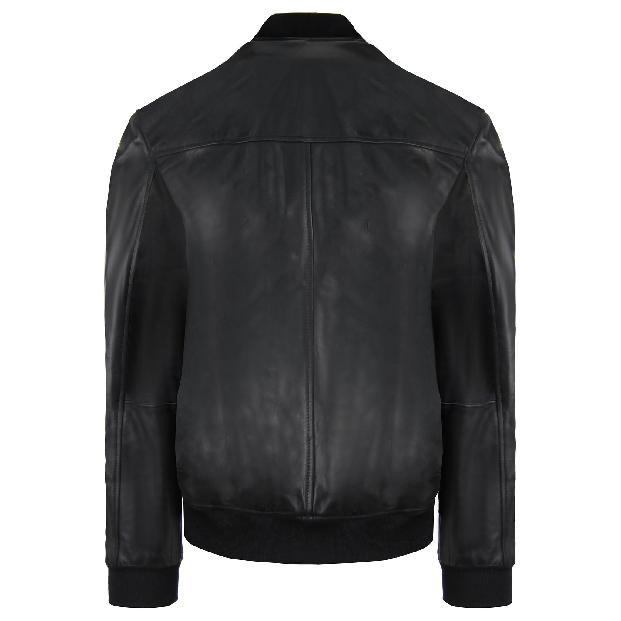 Emporio Armani Leather Mens Black Bomber Jacket