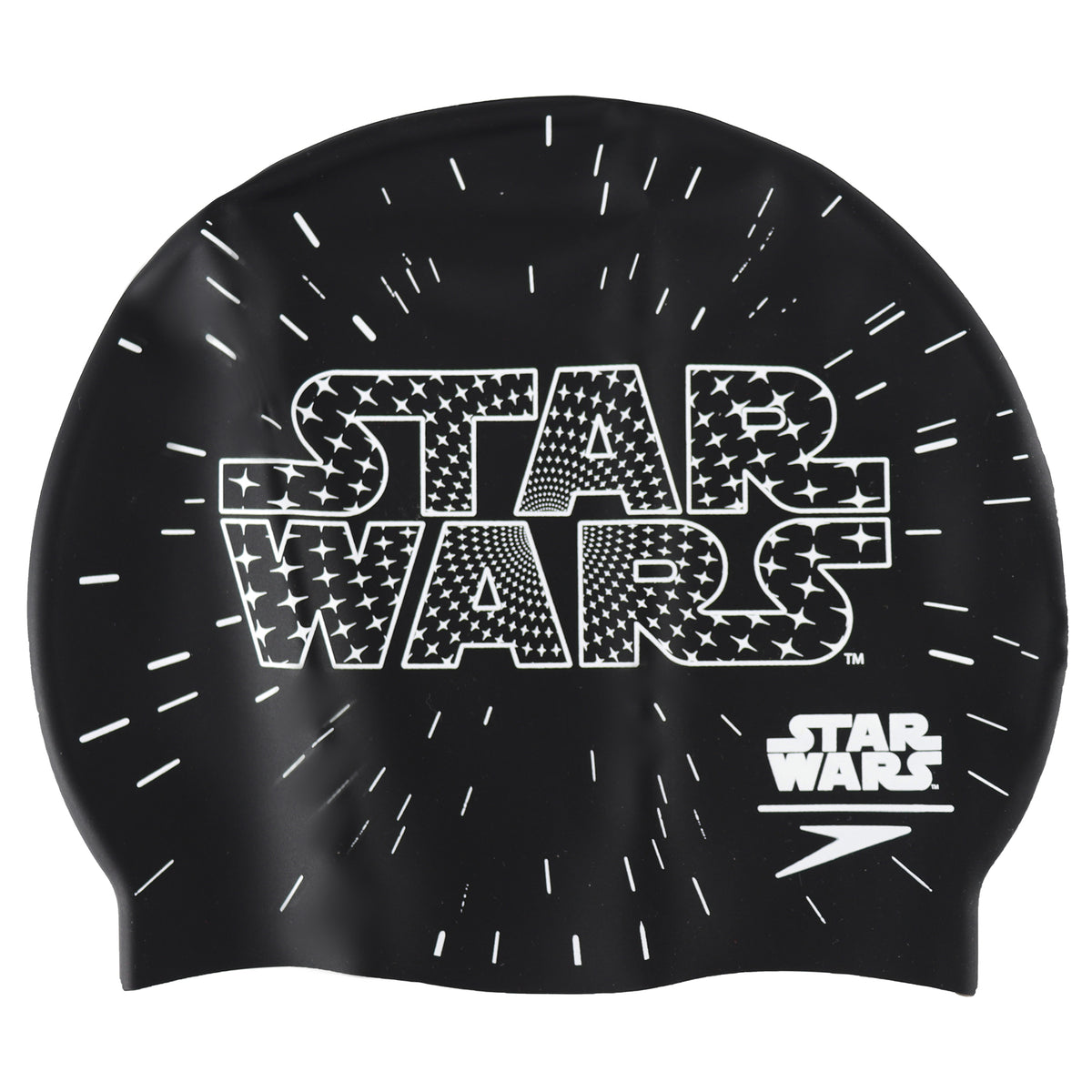 Speedo Star Wars Black Junior Slogan Print Silicone Swim Cap