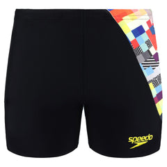 Speedo All Over Print Glichcode Digital Black Junior Swim Shorts