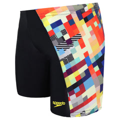 Speedo All Over Print Glichcode Digital Black Junior Swim Shorts