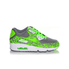 Nike Air Max 90 Print Mesh (GS) Lace Up Green Synthetic Kids Trainers 833486 003