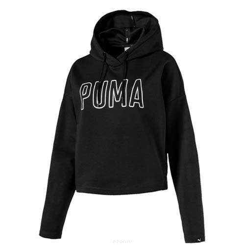 Puma Fusion Crop Hoody Womens Pullover Jumper Hoodie Sweat Black 850112 01 R24G