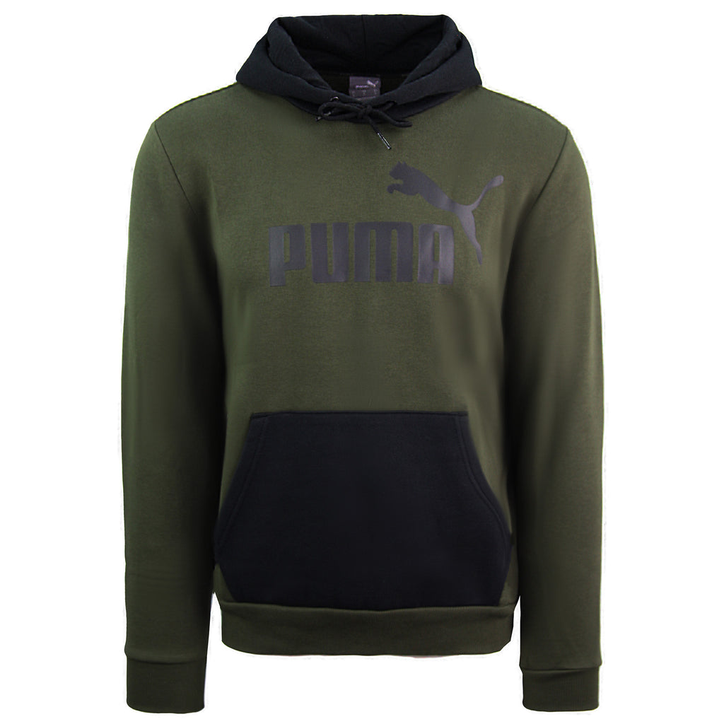 Puma Regular Fit ESS+ Hoody Fleece Big Logo Green Mens Track Top 855031 70