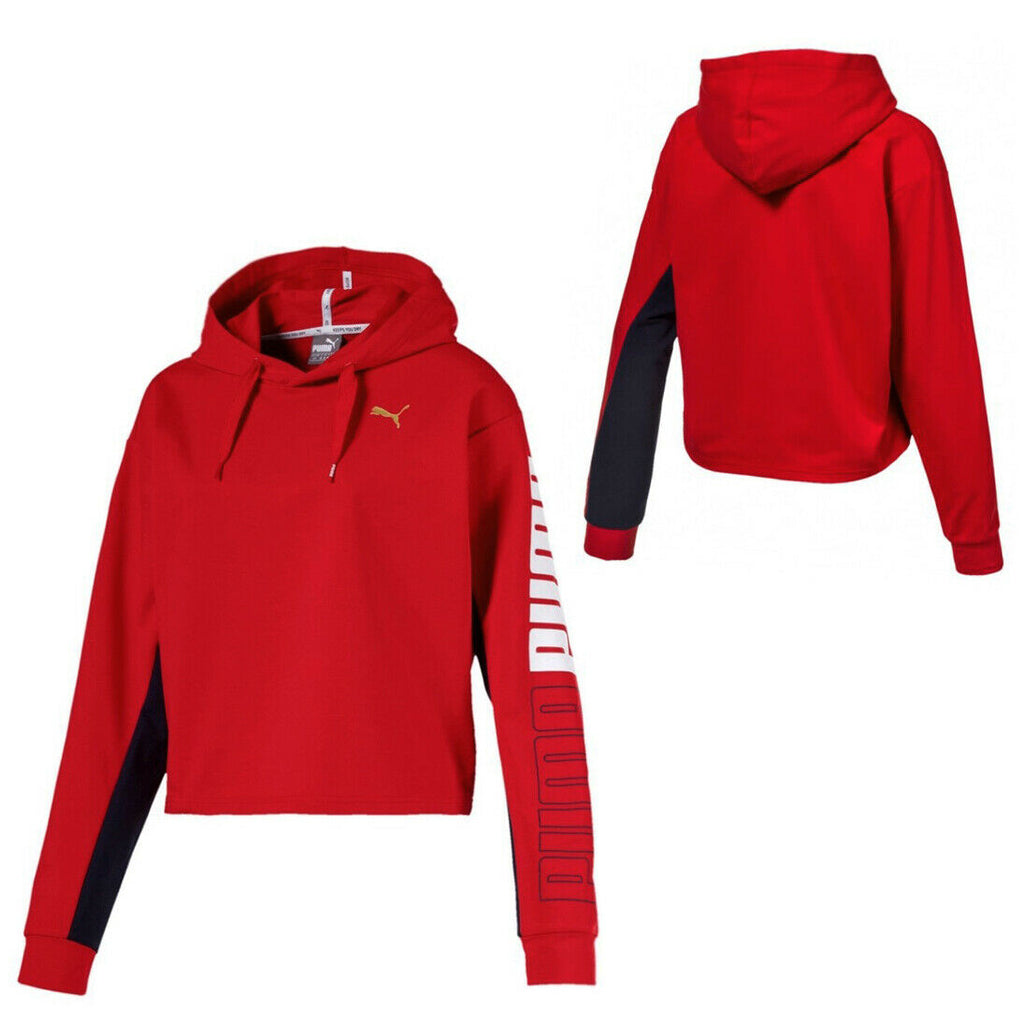 Puma Modern Sports Womens Red Cropped Hoodie