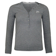 Nike Womens Active Top Button Up Branded Grey Hoodie