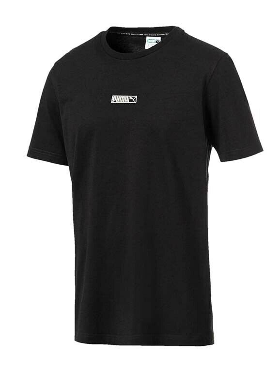 Puma Classics Logo N.2 Short Sleeve Black Tee T-Shirt Top Mens 595197 01