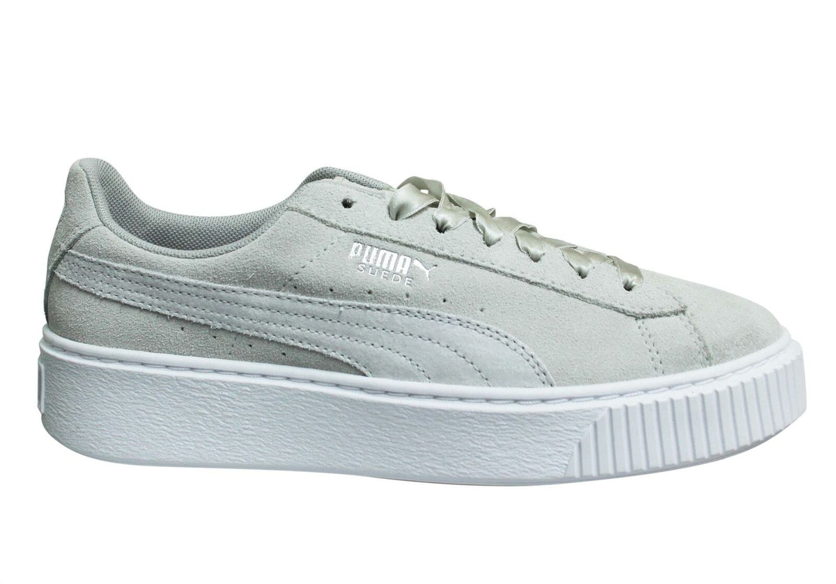 Puma Platform Galaxy Grey Suede Low Lace Up Trainers - Womens