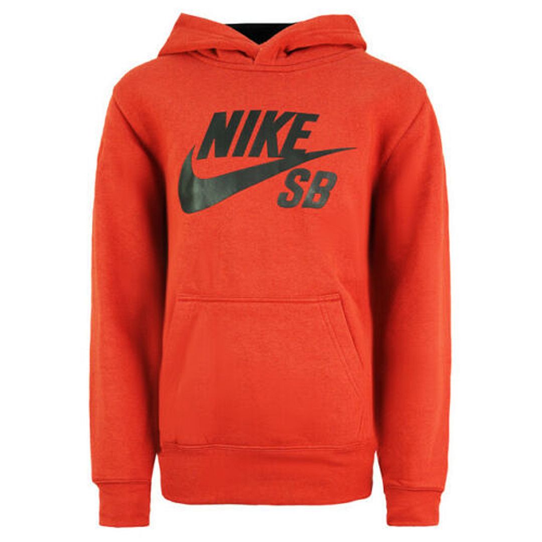 Nike SB Skateboarding Long Sleeve Pullover Orange Kids Hoodie 977824 R33