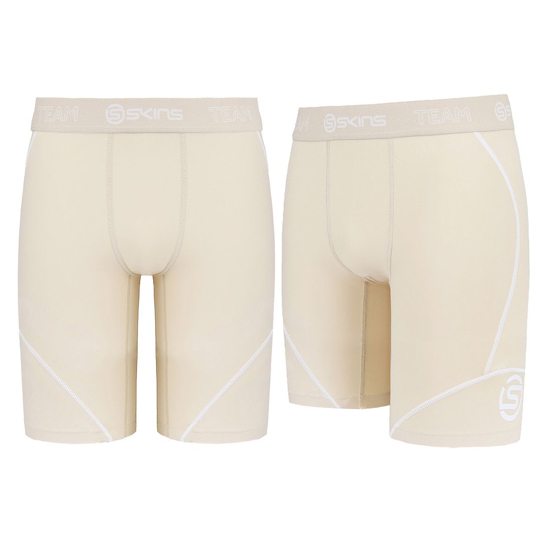 Skins DNAmic Stretch Waist Beige Neutral Junior Half Tights Shorts