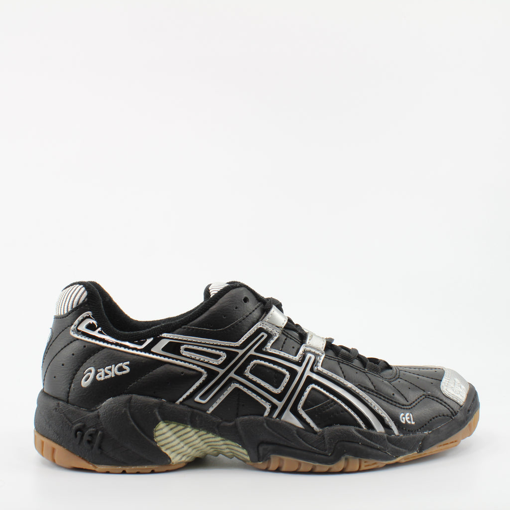 Asics Gel Power Play Black Leather Mens Lace Up Trainers EJ212 9090